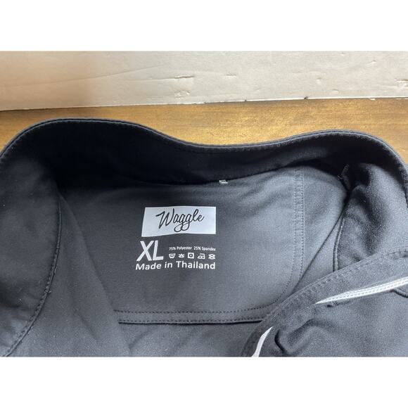 Waggle Golf Half Zip Pullover Mens XL Black Performance Stretch Rooster - Picture 9 of 12